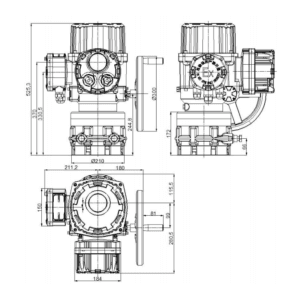 Outline Dimension Drawing Explosion-proof Part-turn Actuator BJ150-300-IIC